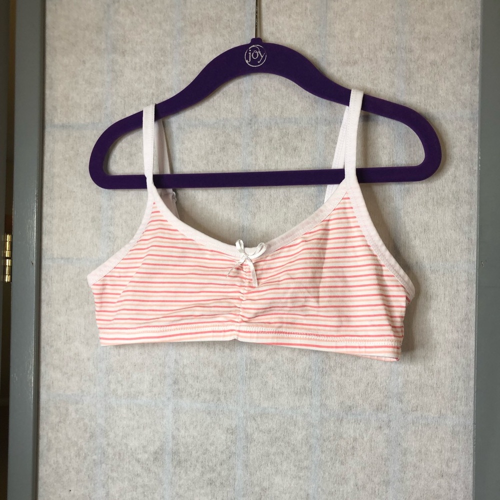Girls pink & white striped bra